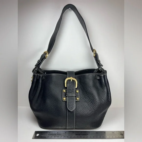 Dooney & Bourke Marchesa black pebbled leather medium gathered bag - Picture 2 of 15